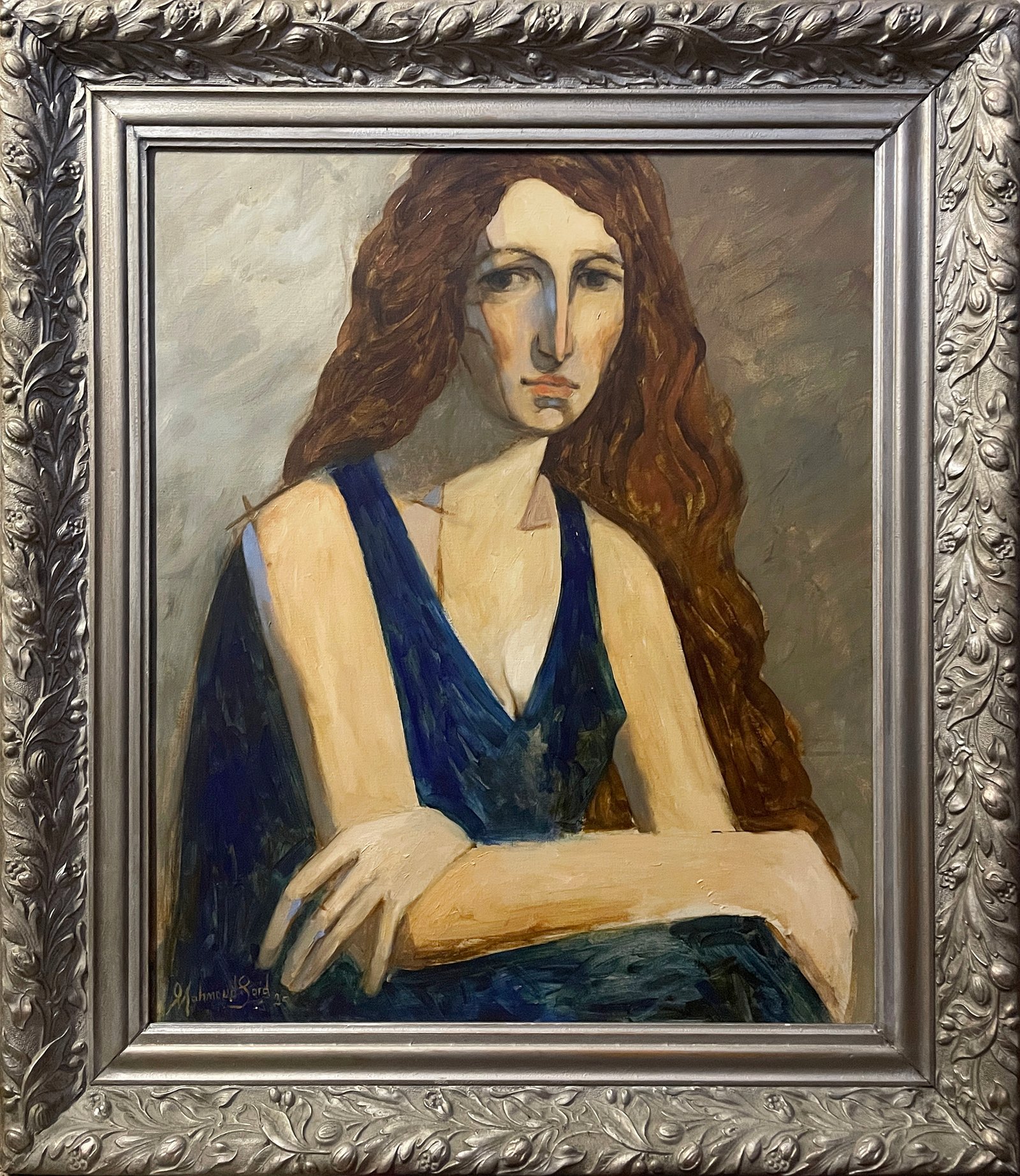 Lady Sitting in a Blue Dress